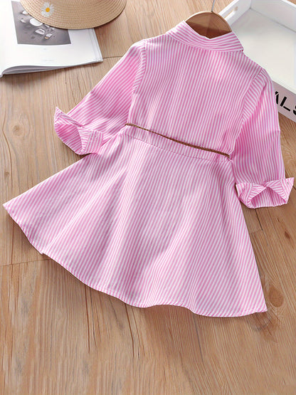 Classic Striped Shirt for Women - Soft Cotton Blend, Relaxed Fit, V-Neckline, Long Sleeves, Casual Wear - Perfect for Daily Life, Work, and Outdoor Activities