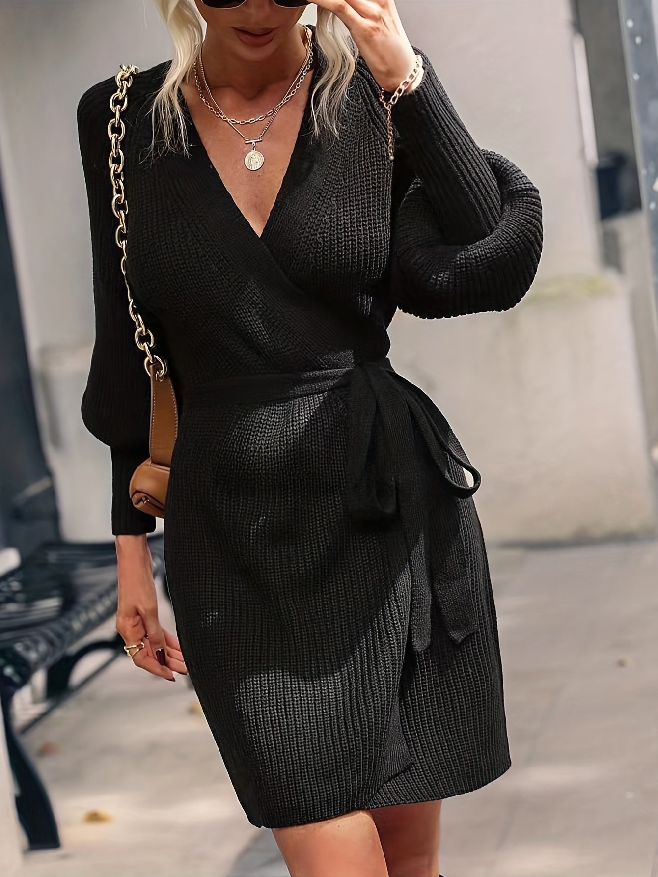 vlovelaw Long Length Solid Knit Cardigan, Casual Open Front Long Sleeve Sweater, Women's Clothing
