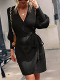 vlovelaw Long Length Solid Knit Cardigan, Casual Open Front Long Sleeve Sweater, Women's Clothing