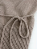 vlovelaw  Solid Open Front Knit Cardigan, Casual Long Sleeve Belted Sweater, Women's Clothing