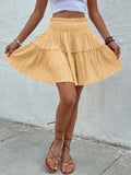 vlovelaw  Textured Ruffle Hem Skirt, Casual Smocked Waist Skirt For Spring & Summer, Women's Clothing