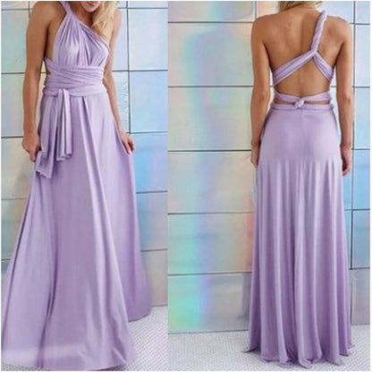 VLOVELAW European and American Hot Multiple Wear Multi-Rope Cross Backless Sexy Bandage One-Piece Dress Long Dress
