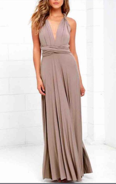 VLOVELAW European and American Hot Multiple Wear Multi-Rope Cross Backless Sexy Bandage One-Piece Dress Long Dress