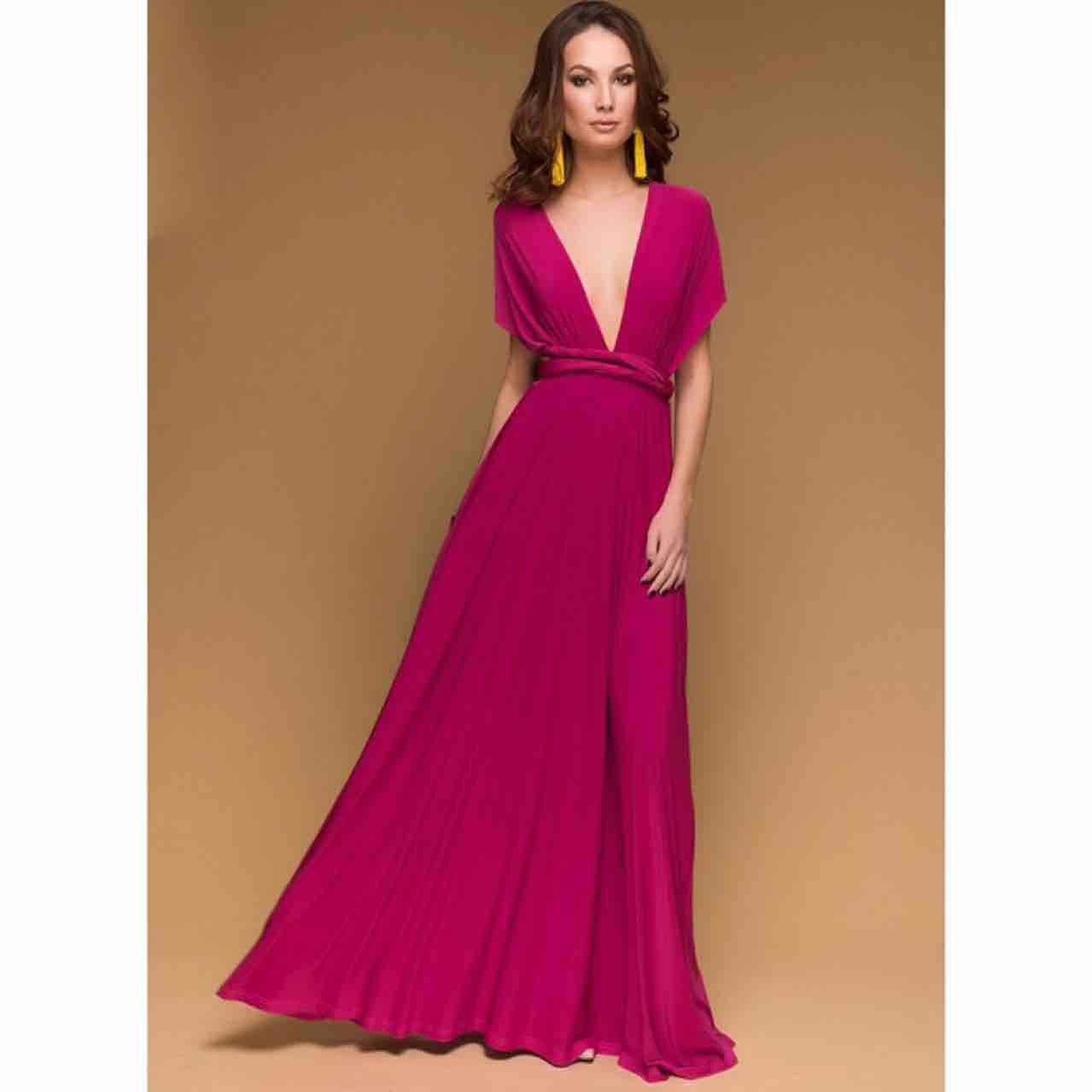 VLOVELAW European and American Hot Multiple Wear Multi-Rope Cross Backless Sexy Bandage One-Piece Dress Long Dress