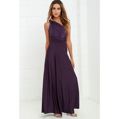 VLOVELAW European and American Hot Multiple Wear Multi-Rope Cross Backless Sexy Bandage One-Piece Dress Long Dress
