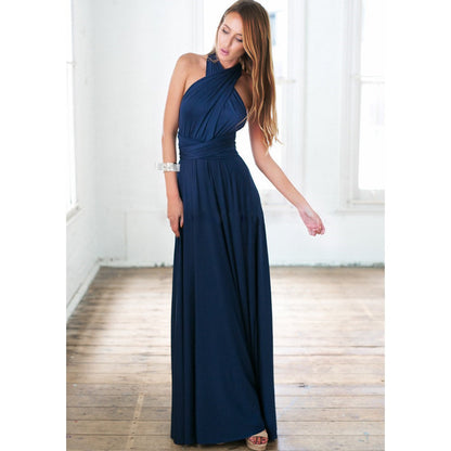 VLOVELAW European and American Hot Multiple Wear Multi-Rope Cross Backless Sexy Bandage One-Piece Dress Long Dress