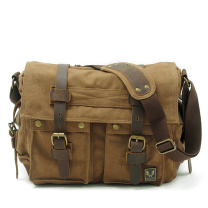 VLOVELAW 2025 Muchuan cloth bag, canvas with leather bag, shoulder messenger bag, casual photography waterproof liner SLR camera bag