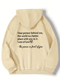 vlovelaw  Plus Size Casual Sweatshirt, Women's Plus Heart & Letter Print Long Sleeve Drawstring Hoodie