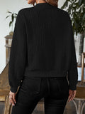 vlovelaw  Solid Cable Knit Bomber Jacket, Casual Button Front Long Sleeve Outerwear, Women's Clothing