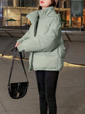 vlovelaw  Women's Short Winter Pockets Hooded, Windproof Down Jacket, Oversized Cotton Pad Coat