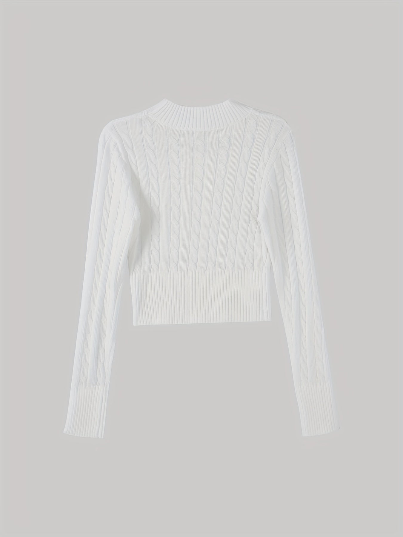 vlovelaw  Twist Pattern Slim Crop Sweater, Casual Long Sleeve Sweater For Spring & Fall, Women's Clothing