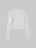 vlovelaw  Twist Pattern Slim Crop Sweater, Casual Long Sleeve Sweater For Spring & Fall, Women's Clothing