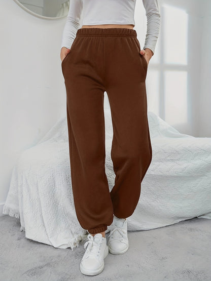 vlovelaw  Solid Versatile Pants, Casual Elastic Waist Jogger Pants, Women's Clothing