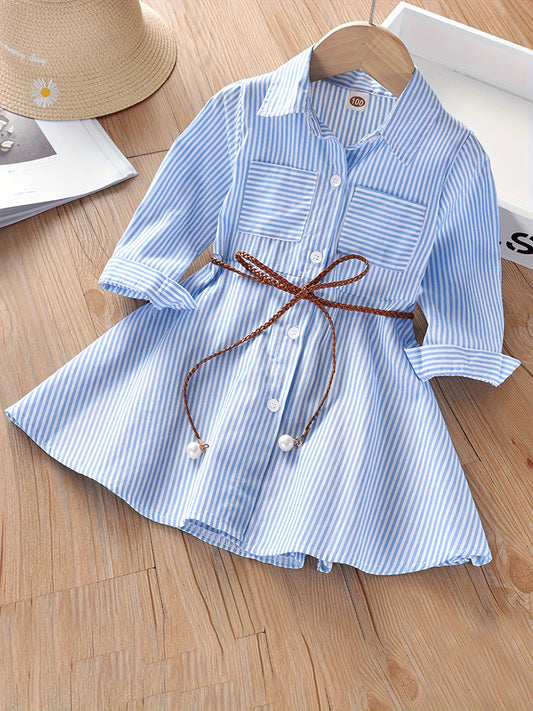 Classic Striped Shirt for Women - Soft Cotton Blend, Relaxed Fit, V-Neckline, Long Sleeves, Casual Wear - Perfect for Daily Life, Work, and Outdoor Activities