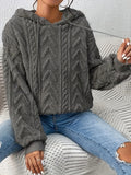 vlovelaw  Plus Size Casual Sweatshirt, Women's Plus Flannel Long Sleeve Drop Shoulder Drawstring Teddy Hoodie