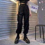 vlovelaw  Cutout Pocket Belted Cargo Pants, Casual Pants For Fall & Spring, Women's Clothing