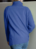 Solid Turtle Neck Loose Pullover Sweater, Casual Long Sleeve Raglan Shoulder Sweater, Women's Clothing