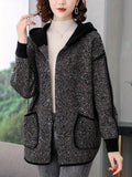 Button Front Hooded Jacket, Casual Long Sleeve Outerwear With Pockets, Women's Clothing