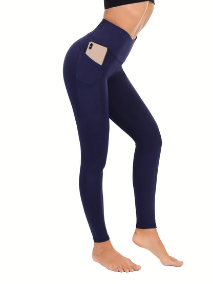 Women's Fleece Lined Yoga Leggings With Pockets, High Waisted Winter Thermal Running Pants, Hiking Workout Tights