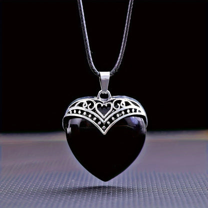 1PC Heart-Shaped Crystal Love Pendant - Healing & Meditation Necklace - Unisex Birthday Gift for Spiritual Enrichment