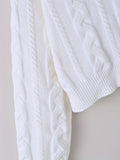 vlovelaw  Girls Elegant Jacquard Knit Crop Length Long Sleeve Knit Pullover Sweater