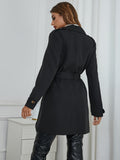 vlovelaw  Solid Double Breasted Trench Coat, Casual Long Sleeve Belted Outwear, Women's Clothing