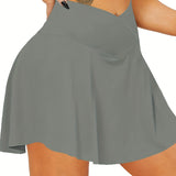vlovelaw  Solid High Waist Skorts, Sexy Summer Mini Skirts With Pockets, Women's Clothing