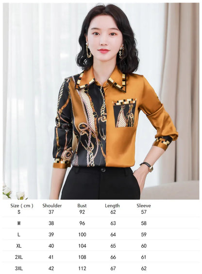 Ribbon Bow Women Silk Print Shirt Polka Dot Long Sleeve Button Up Blouses Office Ladies Casual Shirts Spring Autumn Designer Blouse Fine Elegant Tops Woman