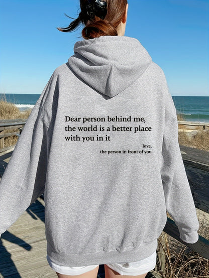 vlovelaw  Letter Graphic Casual Sports Hooded Sweatshirt, Drawstring Fashion Y2K Hoodie For Autumn And Winter, Women's Tops
