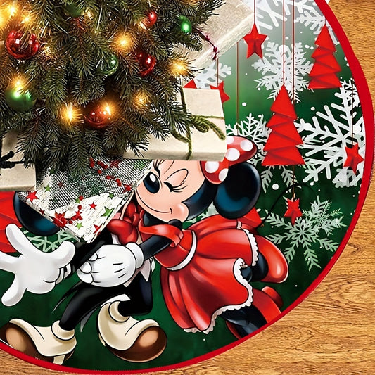 Joyful Christmas Tree Skirt - Modern Polyester Design with Tie Closure, Perfect for Holiday Home & Party Decor