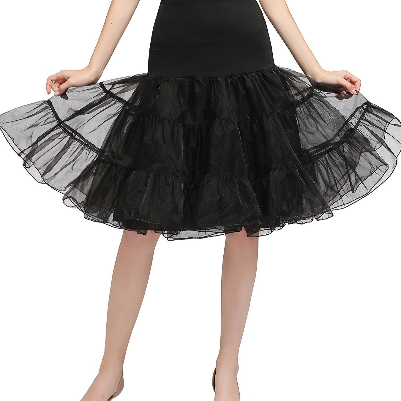 vlovelaw  Solid High Waist Ruffled Hem Vintage Skirts, Casual Dancing Short Skirts, Women's Clothing