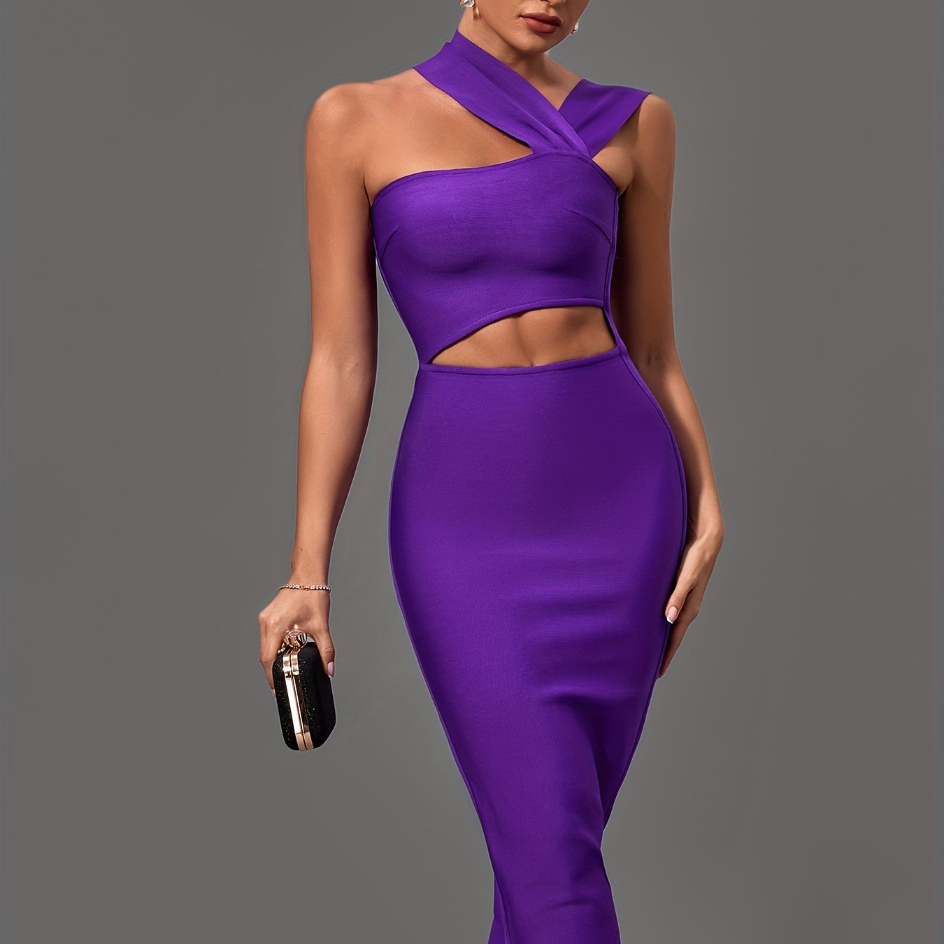 vlovelaw  Cut Out Asymmetrical Dress, Sexy Bodycon Sleeveless Dress, Women's Clothing