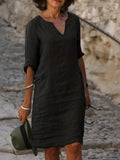 Notched Neck Vacation Dress, Casual Dress For Summer & Spring, Women's Clothing