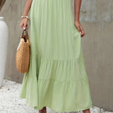 vlovelaw  Ruffle Hem Elastic Waist Skirt, Casual Skirt For Spring & Summer, Women's Clothing