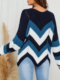 vlovelaw  Striped Pattern Boat Neck Pullover Sweater, Casual Long Sleeve Scallop Hem Sweater For Spring & Fall, Women's Clothing
