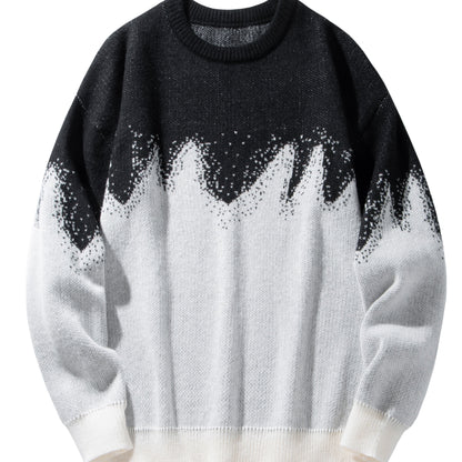 vlovelaw New Trendy And Loose Couple's Wear For Spring And Autumn, Round Neck Contrast Color Knitted Pullover Men's Top, Can Be Worn Indoors And Outdoors, And Is Also A Good Choice As A Gift