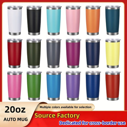 1pc Insulated Stainless Steel Vacuum Cup - 20oz Double-Layer Leakproof Flask with Lid for Hot and Cold Drinks - Perfect for Outdoor Enthusiasts, Commuters, and Students - Retains Temperature for Hours with Sweat-Free Design
