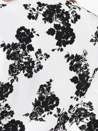 vlovelaw  Floral Print Tie Front Crop Blouse, Sexy Half Sleeve Blouse For Spring & Summer, Women's Clothing