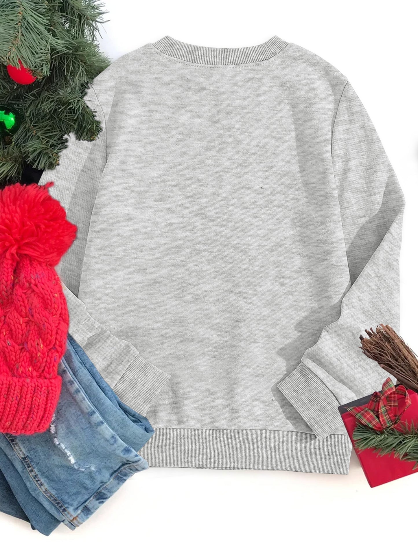 Cute Holiday Hippo Print Long Sleeve Sweatshirt for Girls - Soft, Loose-Fit, Casual Kids Clothing Gift - Fun Graphic Tee for Christmas