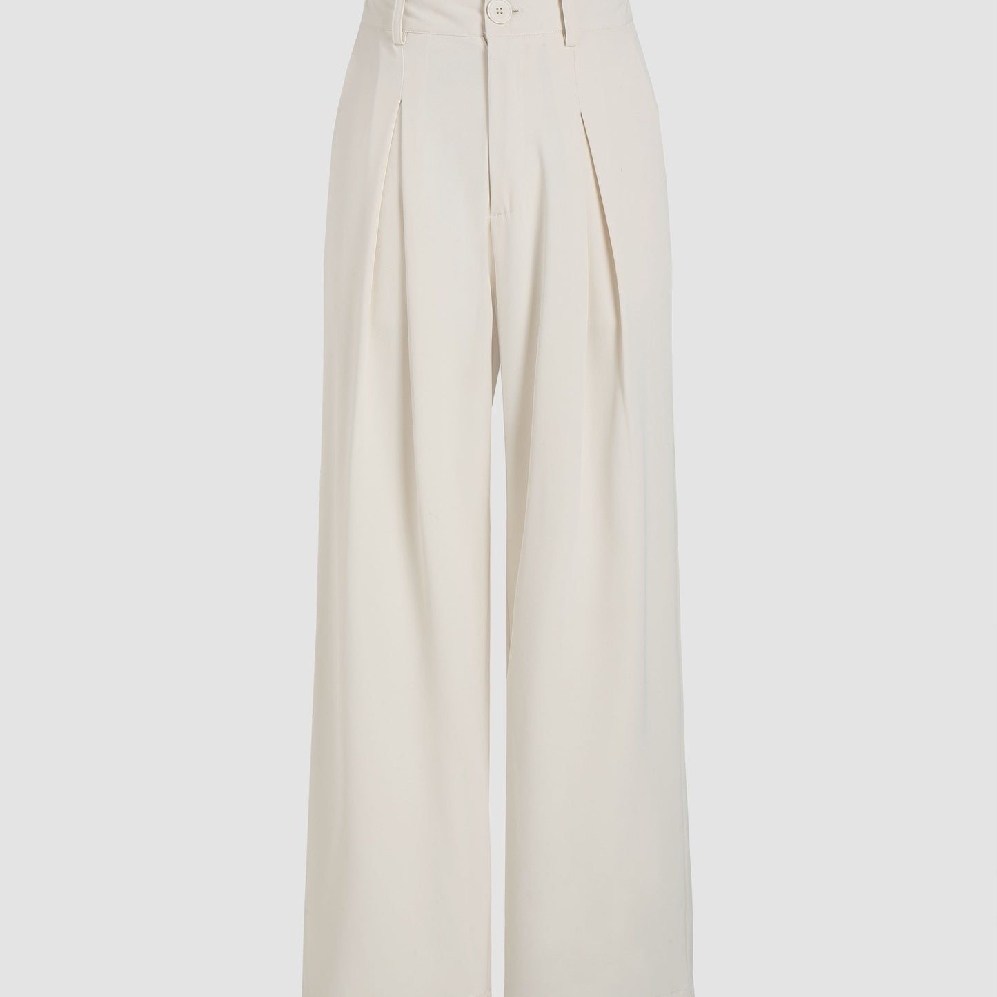 Solid Wide Leg Pants, Elegant Button Slant Pocket Draped Pants, Women's Clothing
