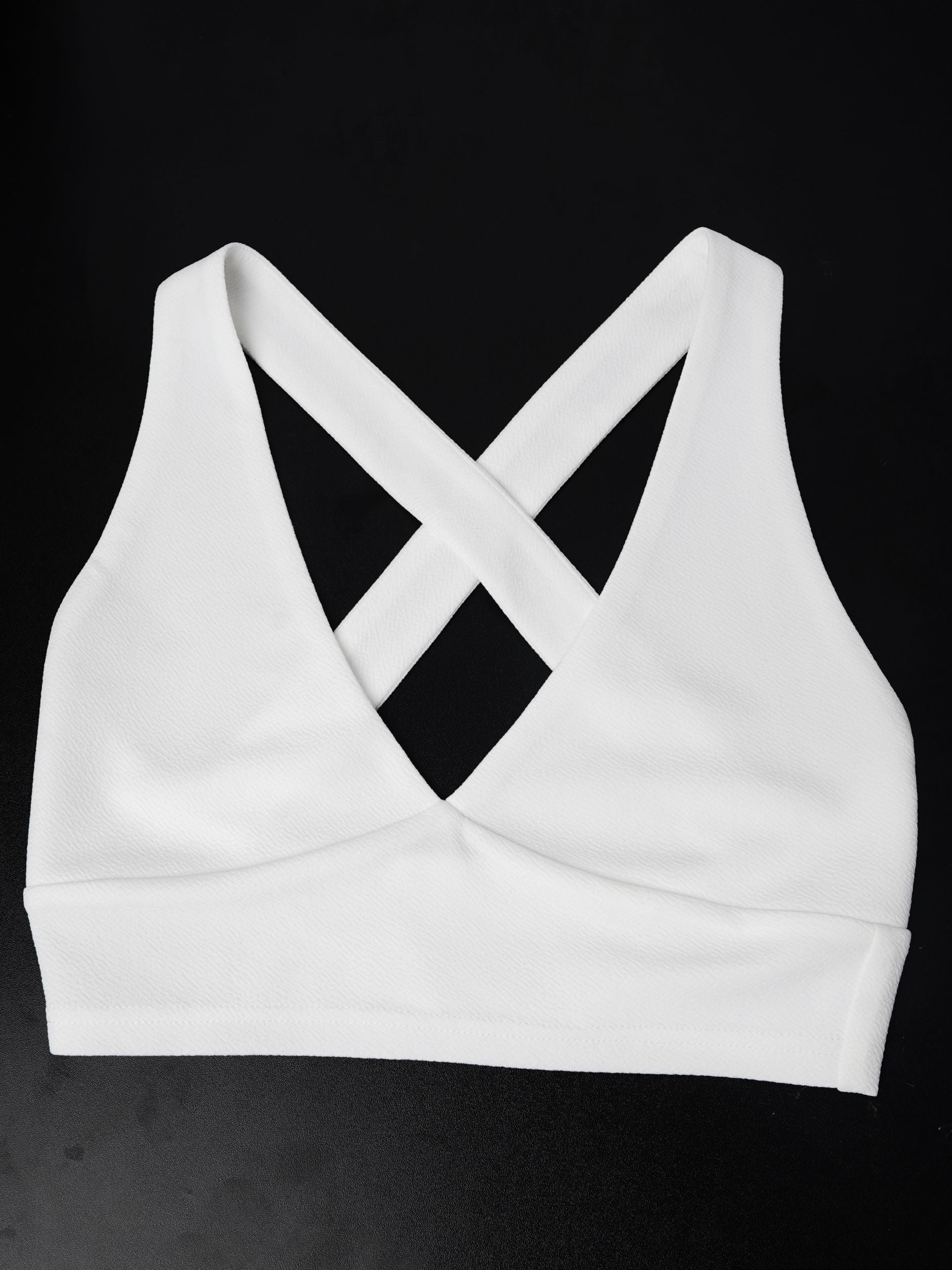 Plunging V-neck Crop Tank Top, Y2K Back Cross Tank Top For Summer, Women's Clothing