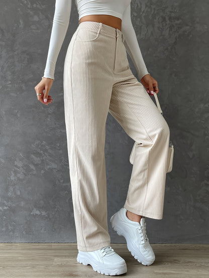 vlovelaw  Button Front Straight Leg Pants, Casual High Waist Pants, Women's Clothing