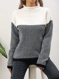 vlovelaw  Long Sleeve Elegant Loose Sweater, High Neck Casual Sweater For Winter & Fall, Women's Clothing