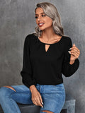 vlovelaw  Women's Blouse Solid Classic Casual Gathered Casual Loose Long Sleeve Blouse