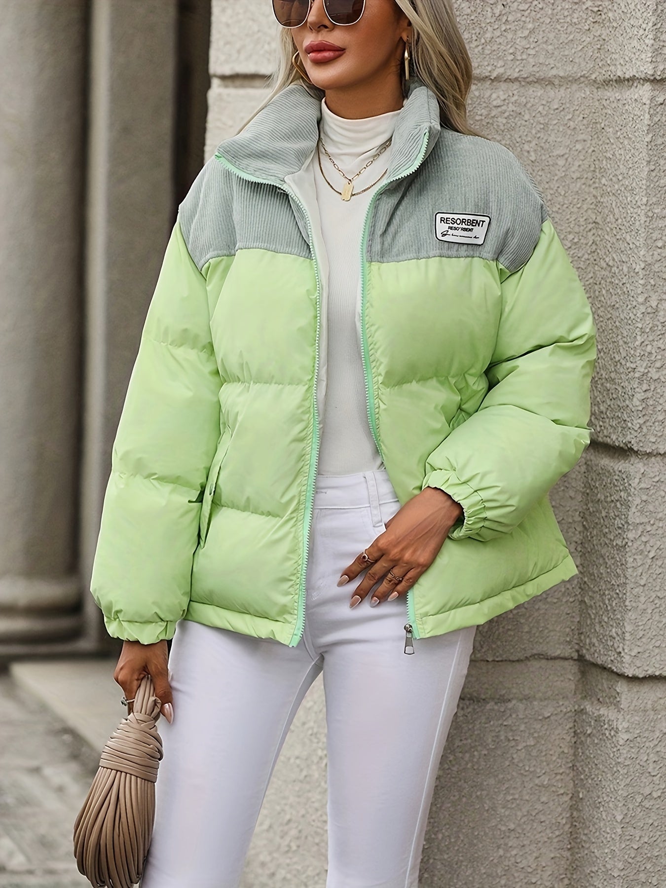 Winter & Fall Zip Up Parka, Long Sleeve Casual Outerwear, Women's Clothing