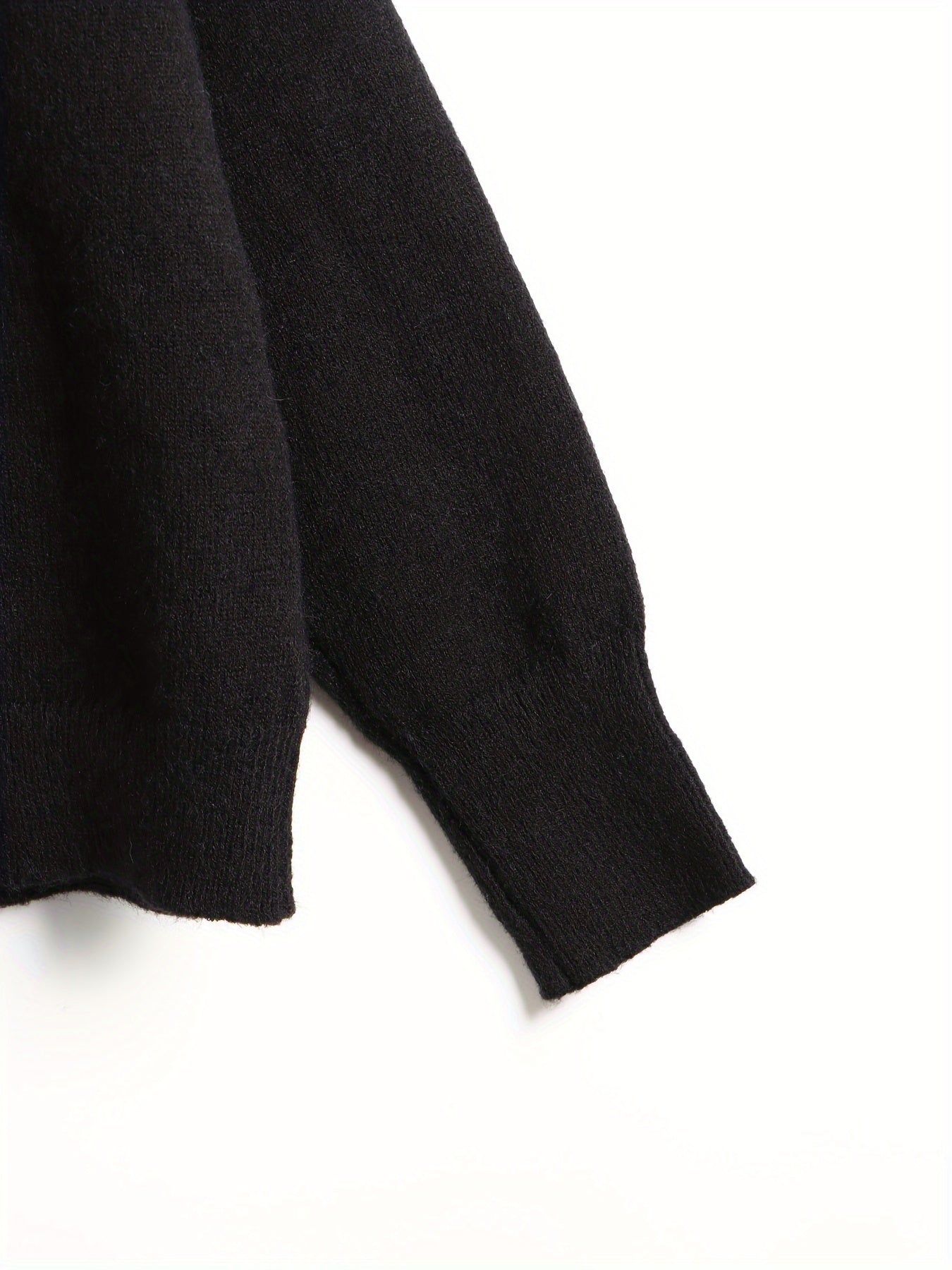 vlovelaw  Cut Out Solid Knit Sweater, Casual High Neck Long Sleeve Sweater, Women's Clothing