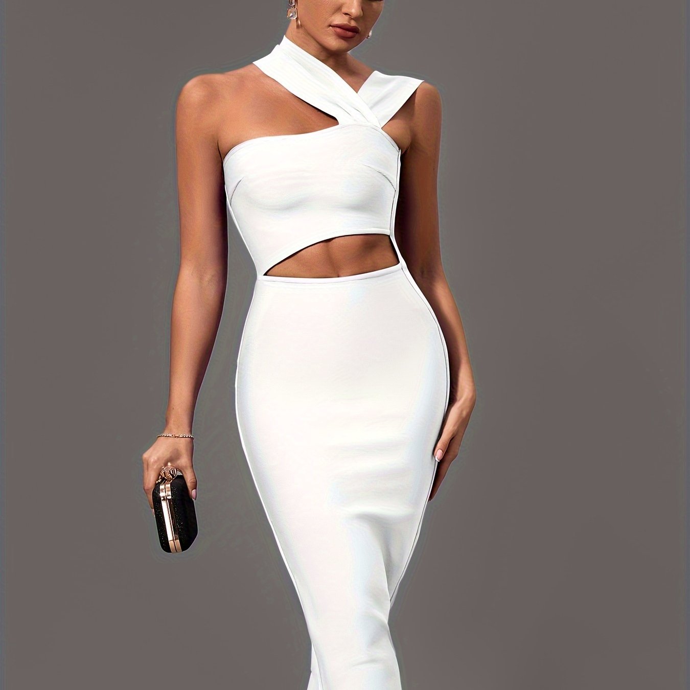 vlovelaw  Cut Out Asymmetrical Dress, Sexy Bodycon Sleeveless Dress, Women's Clothing