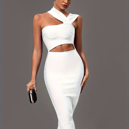 vlovelaw  Cut Out Asymmetrical Dress, Sexy Bodycon Sleeveless Dress, Women's Clothing