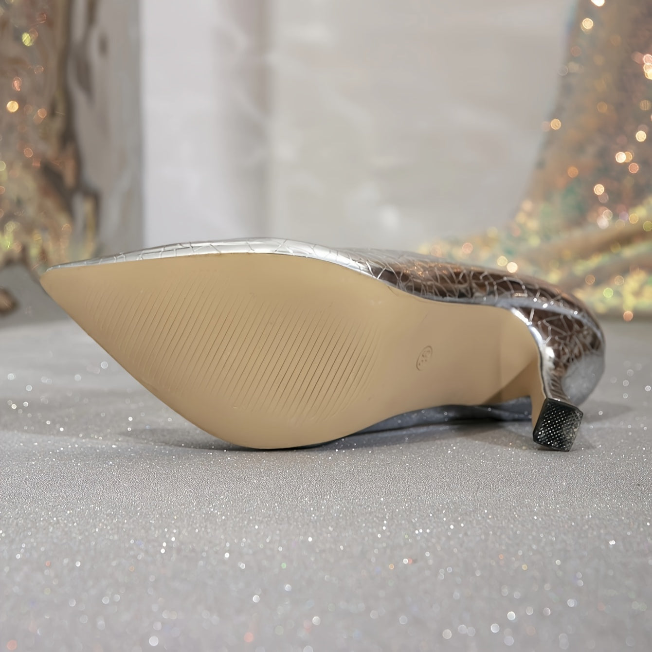 vlovelaw  Women's Metallic Pointed-Toe Stiletto Heels, Elegant High Heels, Party Evening Shoes, Sexy Fashion Heels