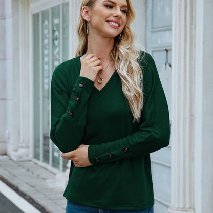vlovelaw  V Neck Oversized T-shirt, Casual Loose Long Sleeve Fashion T-Shirts Tops, Women's Clothing